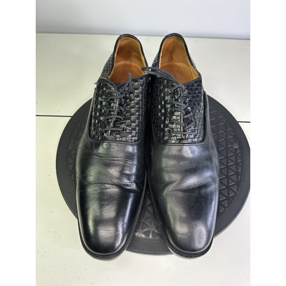 Paul Frederick Dress Shoes Sz 9 M Mens Black Textured Leather - Picture 2 of 9